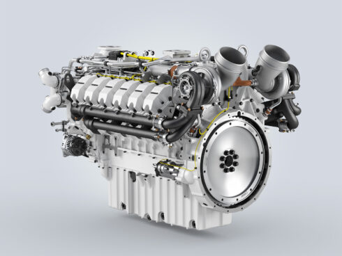 Den här motorn är en förbränningsmotor men den drivs inte av bensin eller diesel. Foto: Liebherr
