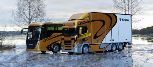 Dessa exklusivt designade fordon har skapats särskilt för evenemanget. Foto: Scania Sverige.