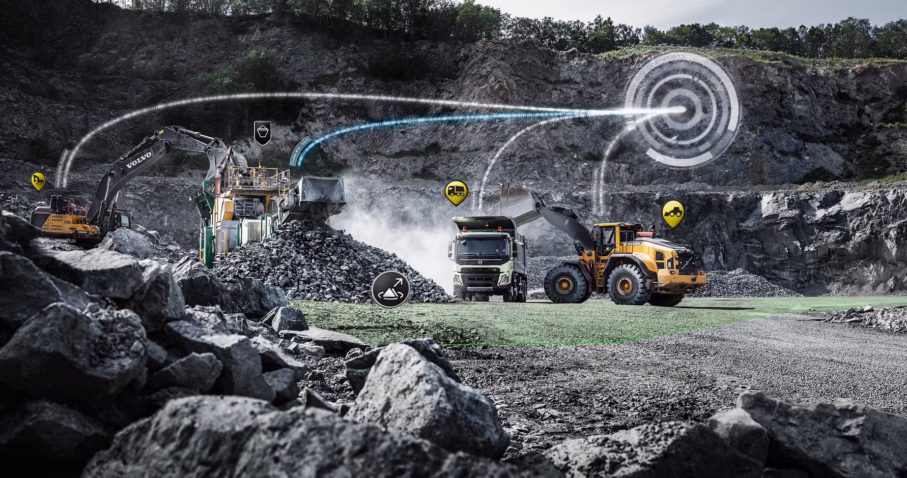 Volvo CE presenterade andra innovativa lösningar som bland annat uppgraderade digitala verktyg. Foto: Volvo CE.