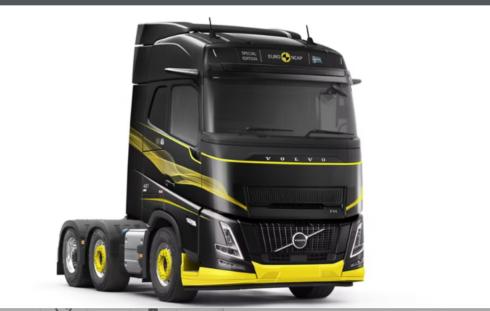 Volvo FH Aero ”Euro NCAP” Special Edition med unik färgsättning endast i trettio exemplar. Foto: Volvo Lastvagnar.