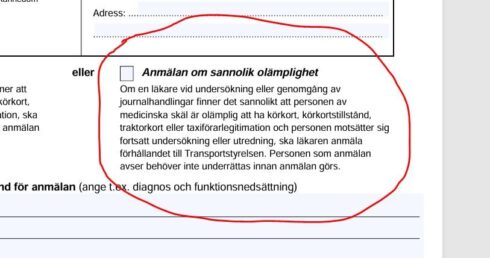  "Så här ser blanketten ut som läkare slentrianmässigt kryssar i", säger Jan Östman.  