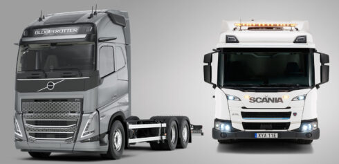 Foto: Volvo och Scania, montage