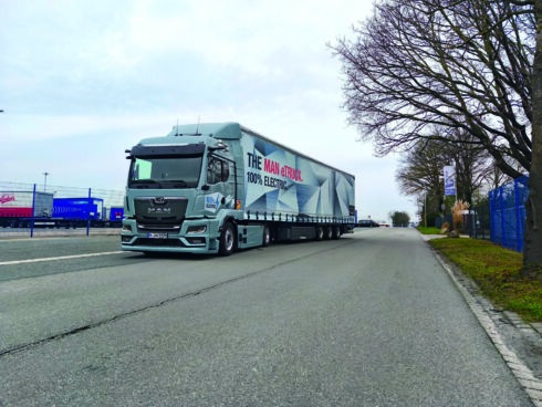  Ellastbilar börjar allt mer ta plats även inom långväga transporter. Foto: MAN Truck & Bus.
